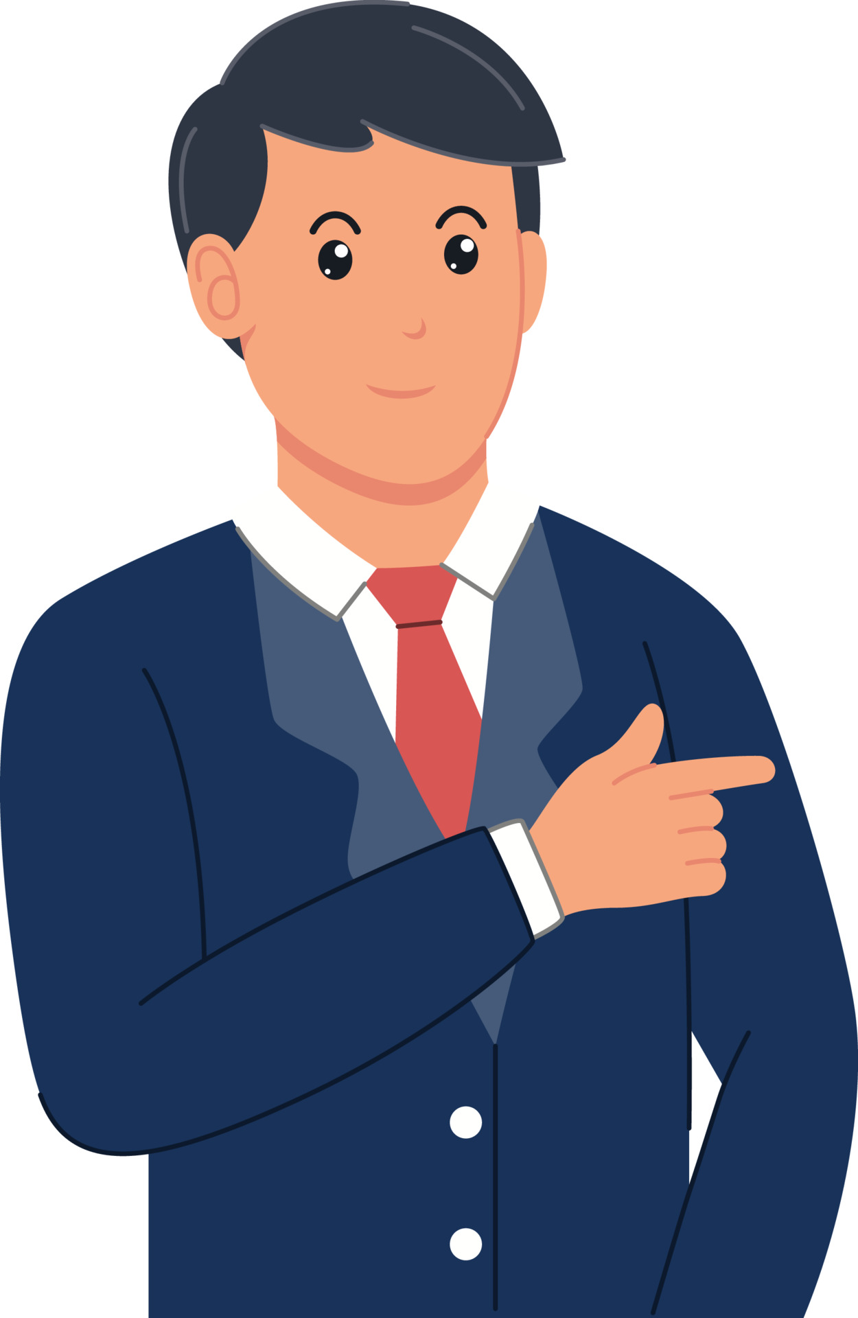 Man pointing finger to blank isolated